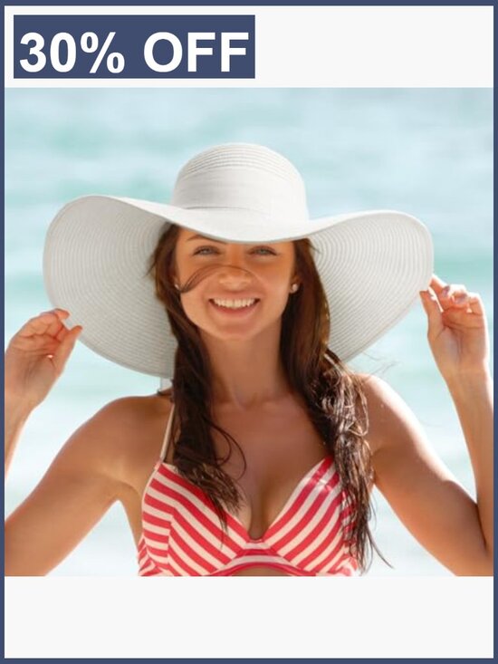 Wide Brim Straw Sun Hat Floppy Foldable Roll up UPF 50+ Beach Summer Packable main image 7